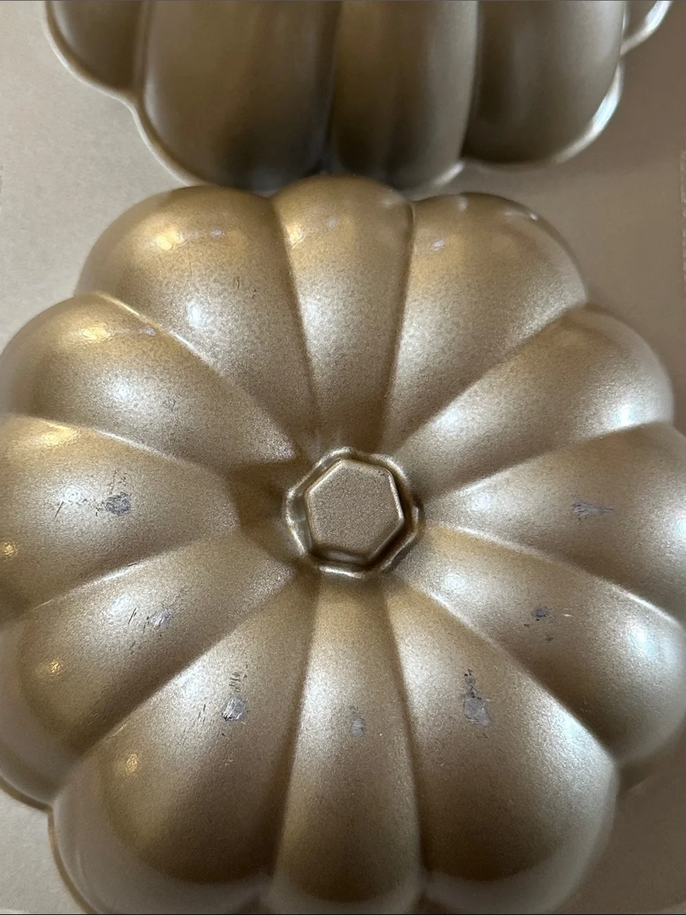 Nordic Ware “The Great Pumpkin Pan” 3D Pumpkin Bundt Pan - gold tone color